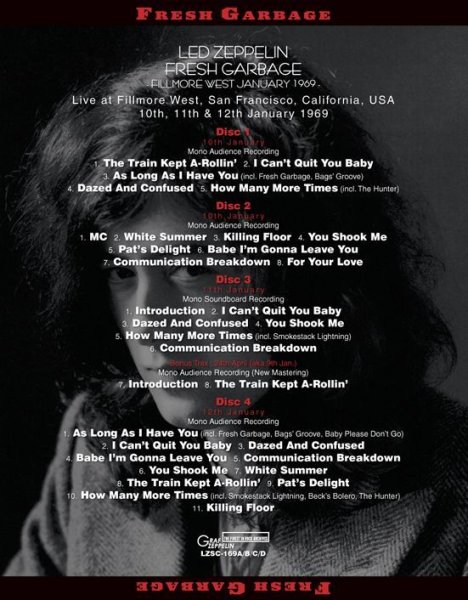 画像2: LED ZEPPELIN - FRESH GARBAGE: FILLMORE WEST JANUARY 1969(4CD) (2)