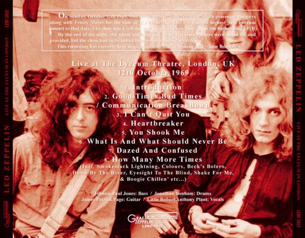 画像2: LED ZEPPELIN - LIVE AT THE LYCEUM IN LONDON (CD) (2)