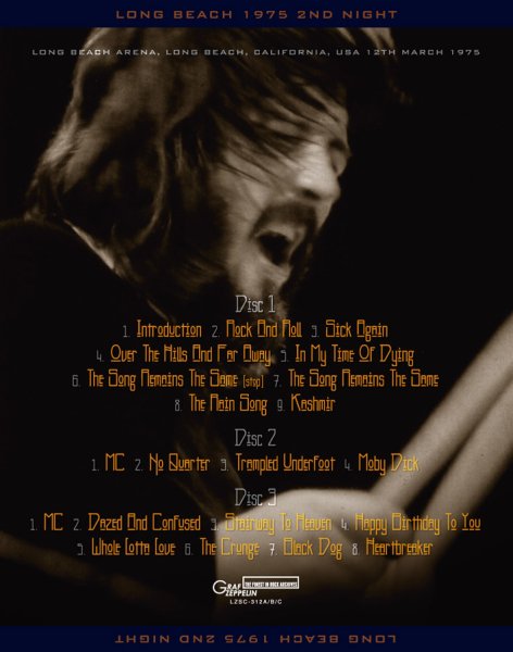 画像2: 【完売】LED ZEPPELIN - LONG BEACH 1975 2ND NIGHT (3CD+Bonus CD) (2)