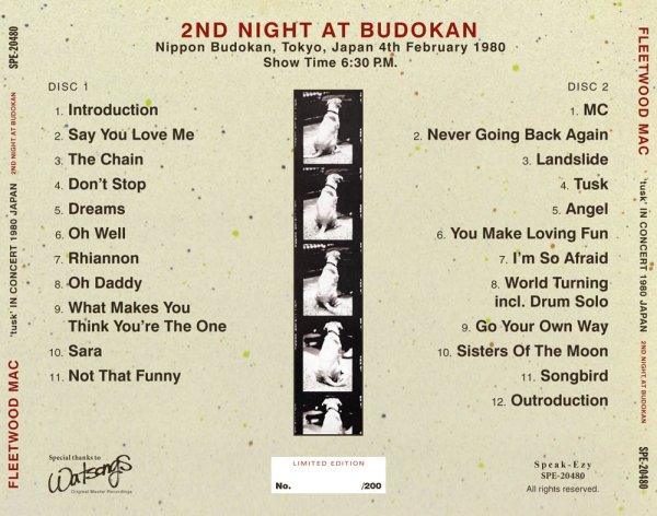 画像2: FLEETWOOD MAC - TUSK IN CONCERT 1980 JAPAN: 2ND NIGHT AT BUDOKAN(2CD) (2)