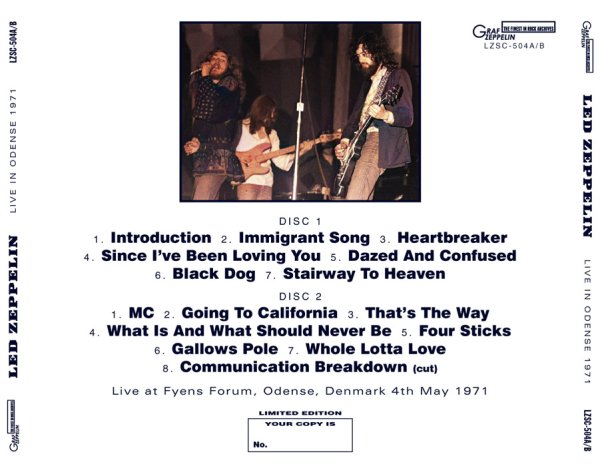 画像2: LED ZEPPELIN - LIVE IN ODENSE 1971 (2CD+2CD)*2nd issue Raw Tape Transfer (2)