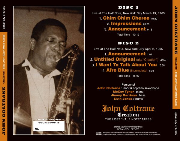 画像2: JOHN COLTRANE - CREATION: THE LOST HALF NOTE TAPES (2CD) (2)