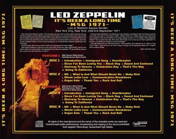 画像4: LED ZEPPELIN - IT’S BEEN A LONG TIME -MSG 1971-(Remaster 2CD+4CD) (4)
