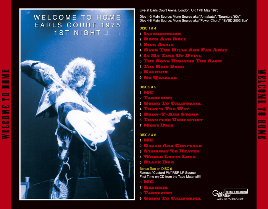 LED ZEPPELIN - WELCOME TO HOME: EARLS COURT 1975 1ST NIGHT (6CD)
